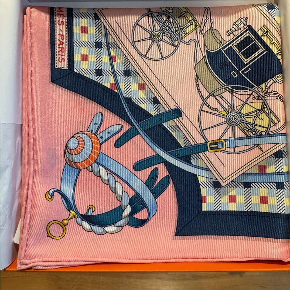 Hermes Les Voitures Nouvelles 70 Scarf w Box & Ribbon - Picture 4 of 6